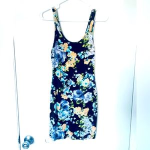 Forever 21 fitted bodycon mini dress floral medium